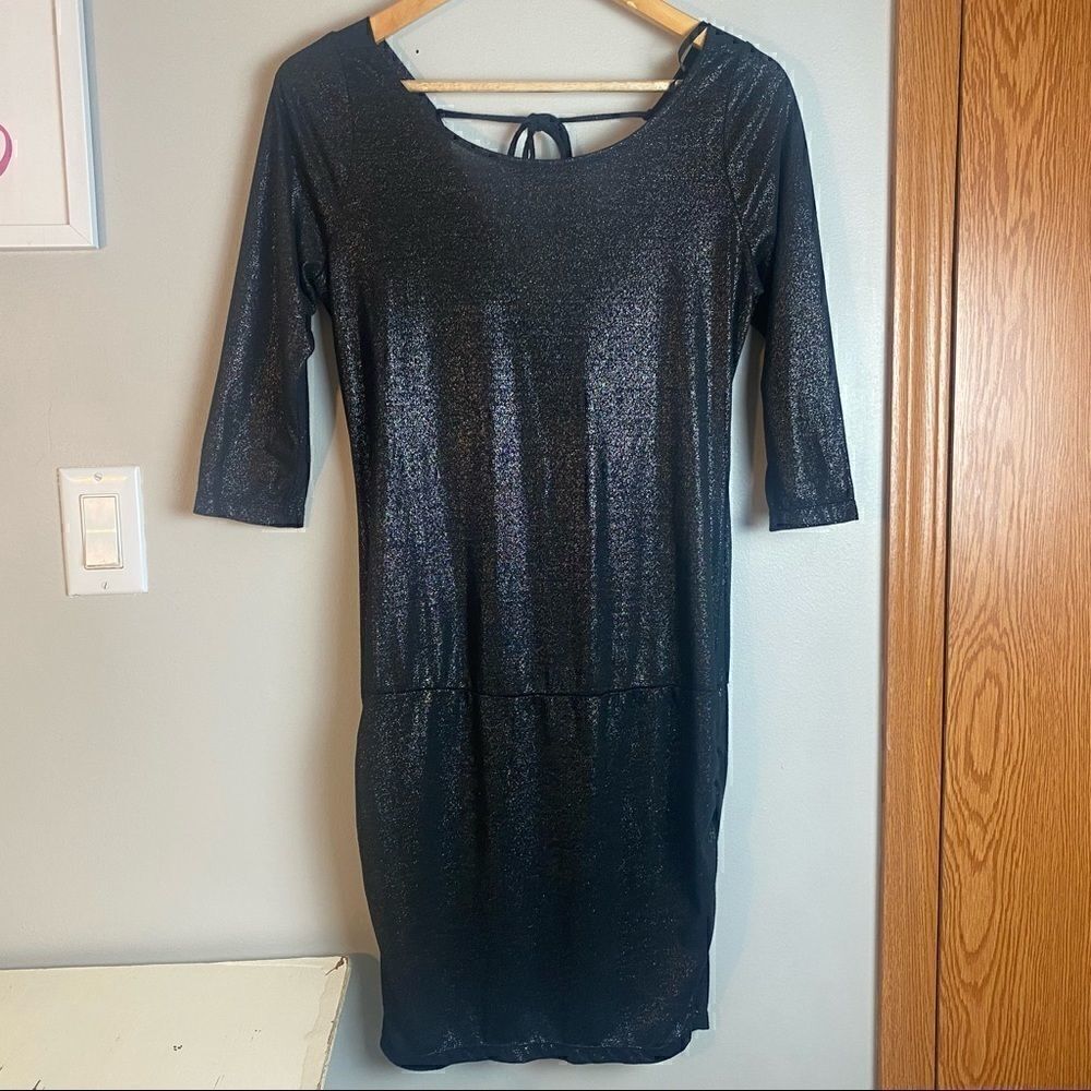 LUX black sequins low back bodycon dress